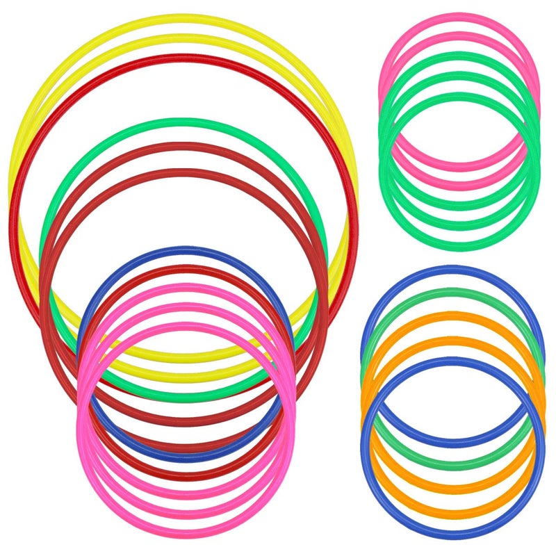 Hysagtek 21 Pcs Plastic Toss Rings Carnival Rings Toss for Adults Fun Target Party Supplies, Party Favor Supplies, Speed and Agility Practice Rings, Multicolor (5 Sizes)