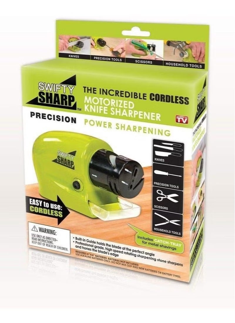 Swifty Sharp - Sharp Cordless Motorized Knife Sharpener – Portable Electric Blade Sharpening Tool for Precision – Perfect for Kitchen, Outdoor, and DIY Use – Fast, Easy, and Efficient Blade Restoration - Image 1
