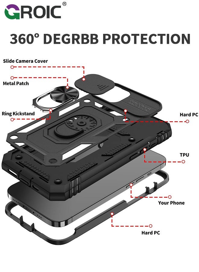 GROIC Black Magnetic Case for iPhone 15, Compatible with MagSafe, Full-Body Heavy Duty Phone Protective Cover 15 - Image 2