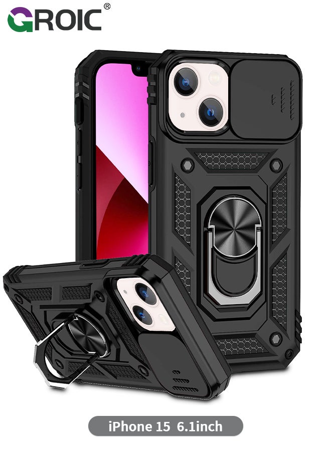 GROIC Black Magnetic Case for iPhone 15, Compatible with MagSafe, Full-Body Heavy Duty Phone Protective Cover 15 - Image 1