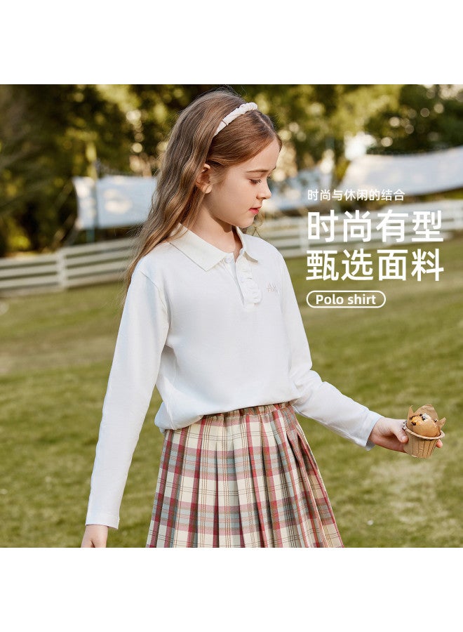 ASK JUNIOR Girls' Long Sleeve T-shirt 2025 Autumn Versatile Children's Running Sport Polo Shirt - Image 4