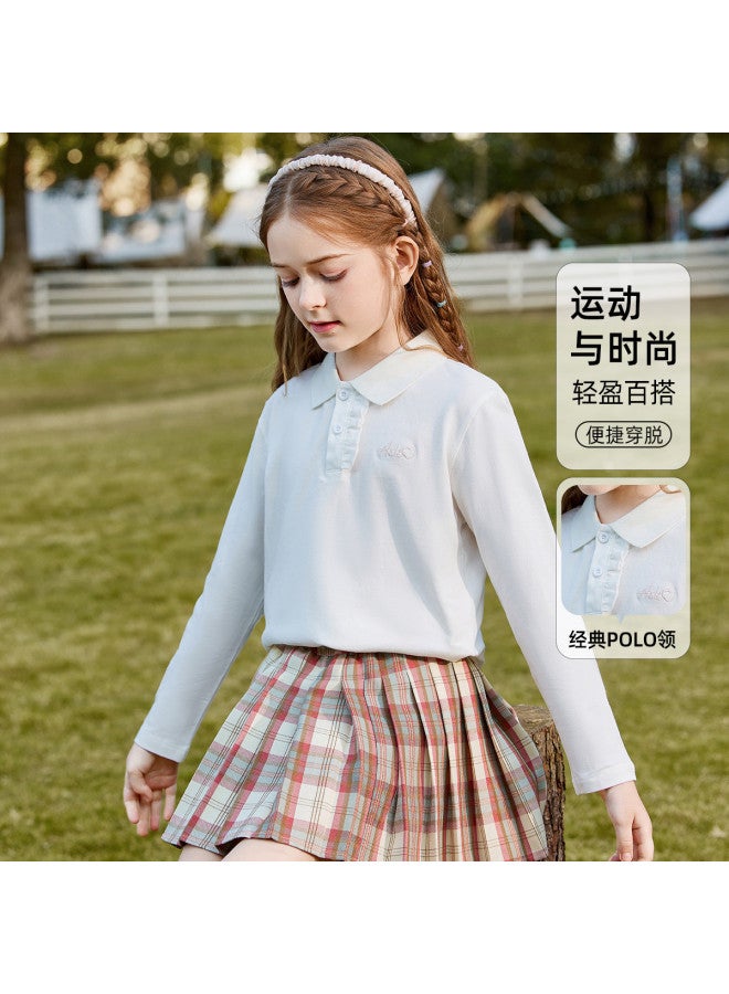 ASK JUNIOR Girls' Long Sleeve T-shirt 2025 Autumn Versatile Children's Running Sport Polo Shirt - Image 3