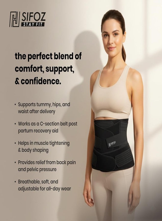 Sifoz 3 in 1 Postpartum Support - Recovery Belly Belt Free Size Abdominal Support for post Delivery, Slimming Waist, Lower Back Pain, Tummy Reduction Belt For Belly After Delivery C-Section (Black) - Image 3