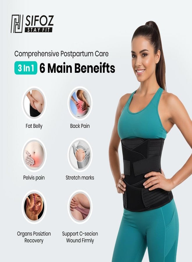 Sifoz 3 in 1 Postpartum Support - Recovery Belly Belt Free Size Abdominal Support for post Delivery, Slimming Waist, Lower Back Pain, Tummy Reduction Belt For Belly After Delivery C-Section (Black) - Image 4