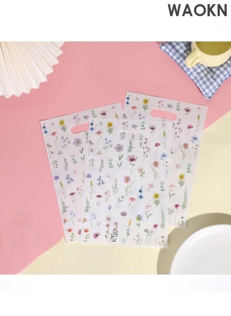 WAOKN 100pcs Adorable Flower Gift Packaging Bag, Small Gift Packaging,Plastic bags, baking packaging bags, tote bags, candy cookies with gift bags,Flower bags with Handles ,Treat Candy Bags for Birthday, Wedding, Party Supplies. - Image 2