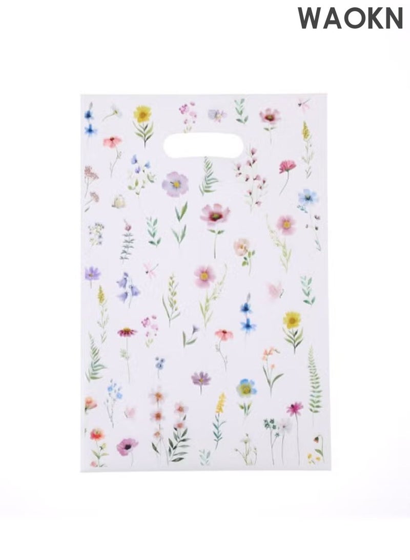 WAOKN 100pcs Adorable Flower Gift Packaging Bag, Small Gift Packaging,Plastic bags, baking packaging bags, tote bags, candy cookies with gift bags,Flower bags with Handles ,Treat Candy Bags for Birthday, Wedding, Party Supplies. - Image 4
