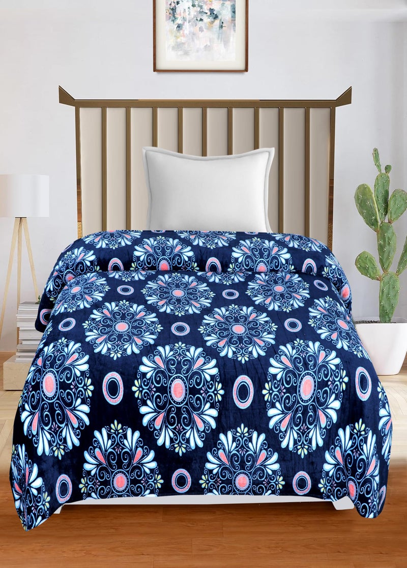 RD TREND® Warm Reversible Quilt Cover Single Bed with Zipper, Duvet Cover Single Bed Soft Flannel (60x90) Inches. (Circle-FLW-Blue) - Image 5