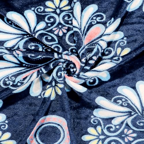 RD TREND® Warm Reversible Quilt Cover Single Bed with Zipper, Duvet Cover Single Bed Soft Flannel (60x90) Inches. (Circle-FLW-Blue) - Image 2