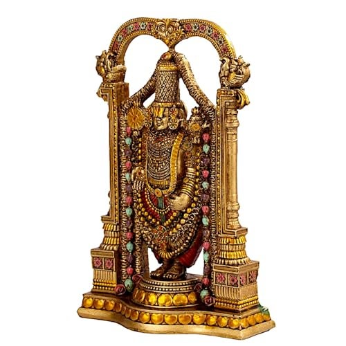 Karigaari India Lord Venkateswara Balaji Idol | 8-Inch Resin Tirupati Balaji Statue with Antique Finish | Home Decor Showpiece | Pooja Room Decor - Image 5