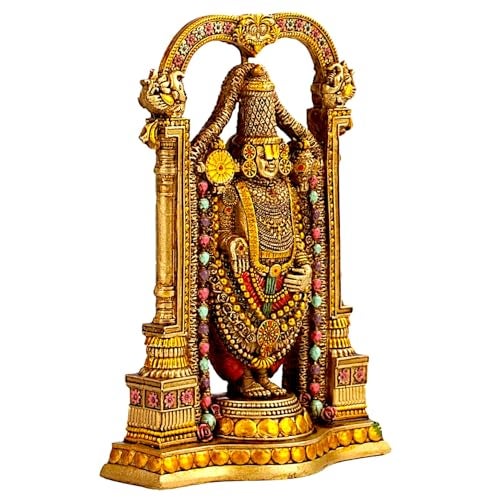 Karigaari India Lord Venkateswara Balaji Idol | 8-Inch Resin Tirupati Balaji Statue with Antique Finish | Home Decor Showpiece | Pooja Room Decor - Image 3