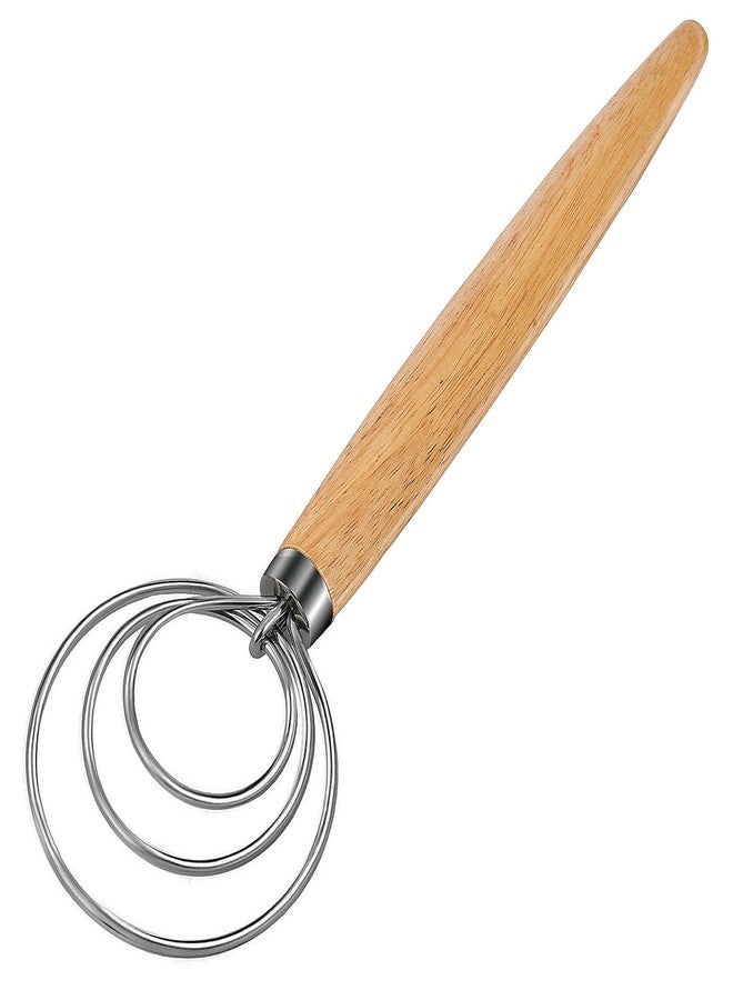 ANMIOU Danish Dough Whisk Dutch Bread Mixer Stainless Steel Hook Wooden Handle Baking Tools for Sourdough Pizza Pastry Cake Batter Making - Image 1