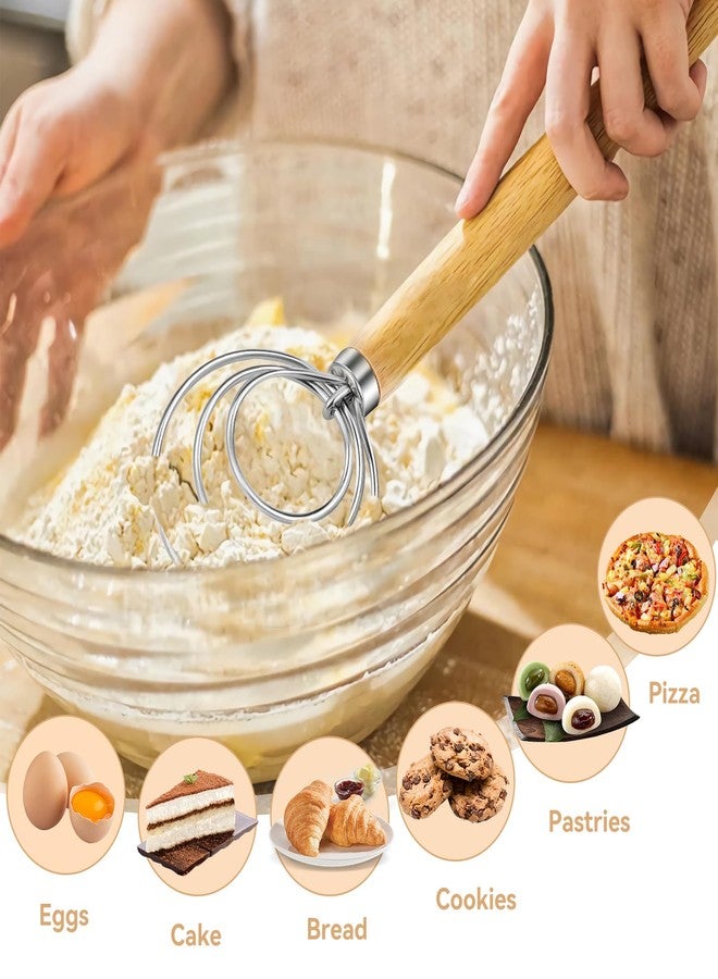 ANMIOU Danish Dough Whisk Dutch Bread Mixer Stainless Steel Hook Wooden Handle Baking Tools for Sourdough Pizza Pastry Cake Batter Making - Image 4