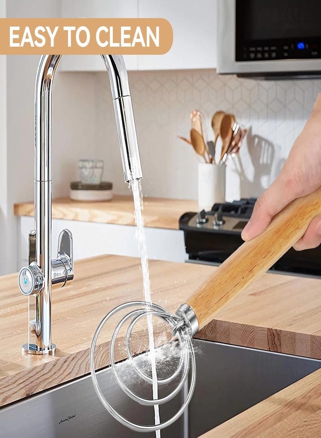 ANMIOU Danish Dough Whisk Dutch Bread Mixer Stainless Steel Hook Wooden Handle Baking Tools for Sourdough Pizza Pastry Cake Batter Making - Image 5