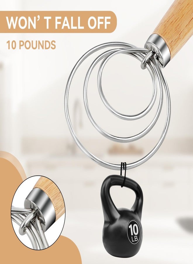 ANMIOU Danish Dough Whisk Dutch Bread Mixer Stainless Steel Hook Wooden Handle Baking Tools for Sourdough Pizza Pastry Cake Batter Making - Image 3