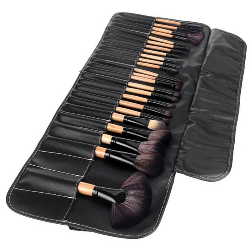 Boulevar 24pcs Professional Makeup Brush Set Natural Bristle Wooden Handle Cosmetics Foundation Eyeliner Mascara Eyeshadow Face Powder Blush Lipstick Makeup Brush - Image 3