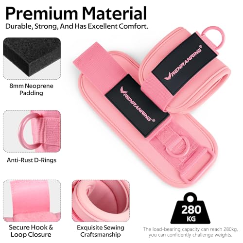RENRANRING Ankle Resistance Bands with Cuffs, Ankle Bands for Working Out, Home Gym Workout Equipment, Butt Exercise Equipment Booty Bands Exercise Bands for Women Legs and Glutes - Image 2