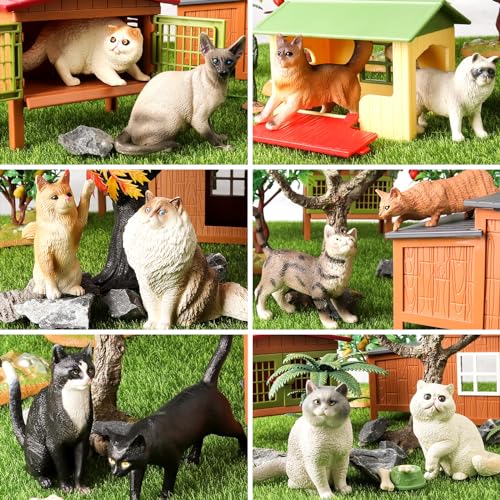 EOIVSH 12PCS Cat Figurines SetRealistic Cat Figure Toys Kitten Toys Cake Topper Christmas Birthday Gift for Kids Boys Girls - Image 4