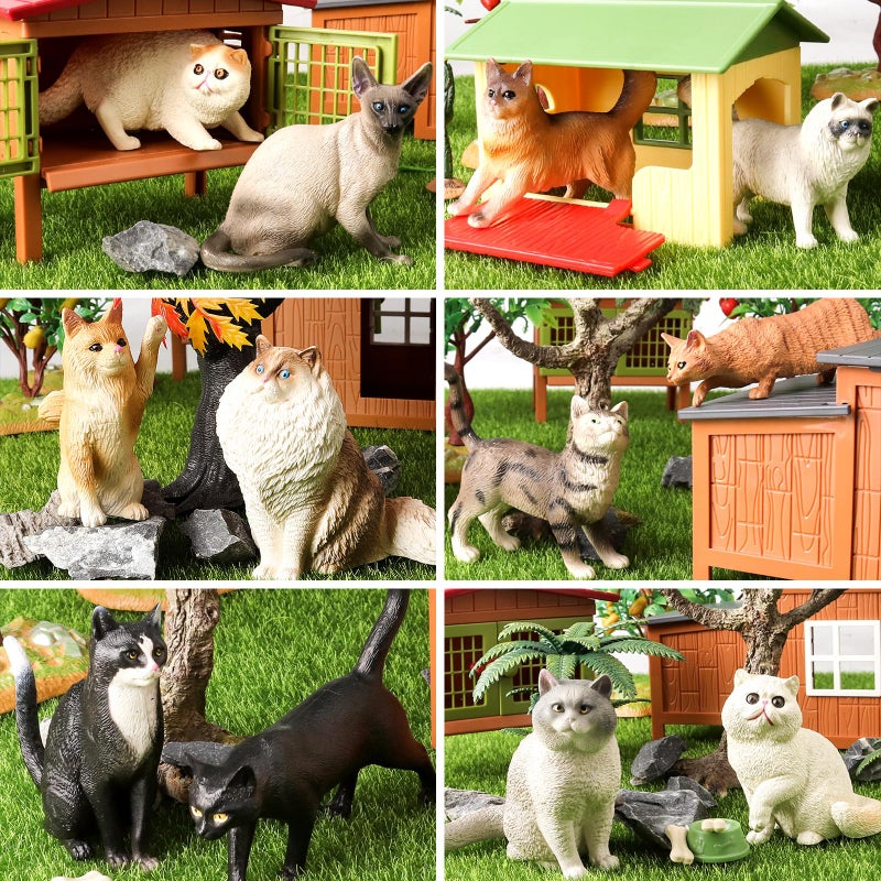 EOIVSH 12PCS Cat Figurines SetRealistic Cat Figure Toys Kitten Toys Cake Topper Christmas Birthday Gift for Kids Boys Girls - Image 5