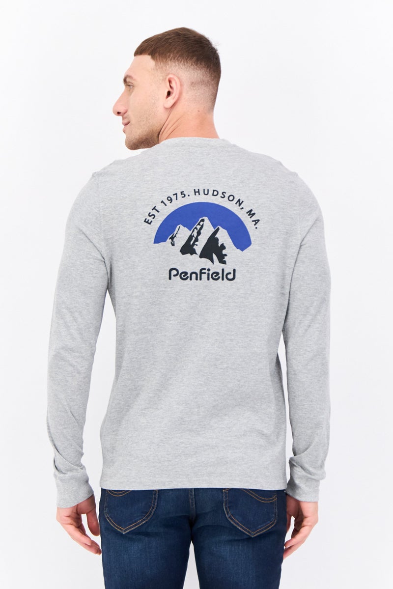 Penfield Men Crew Neck Long Sleeves Brand Logo T-Shirt, Grey - Image 3