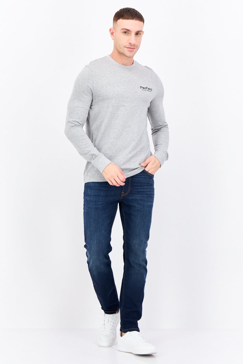 Penfield Men Crew Neck Long Sleeves Brand Logo T-Shirt, Grey - Image 4