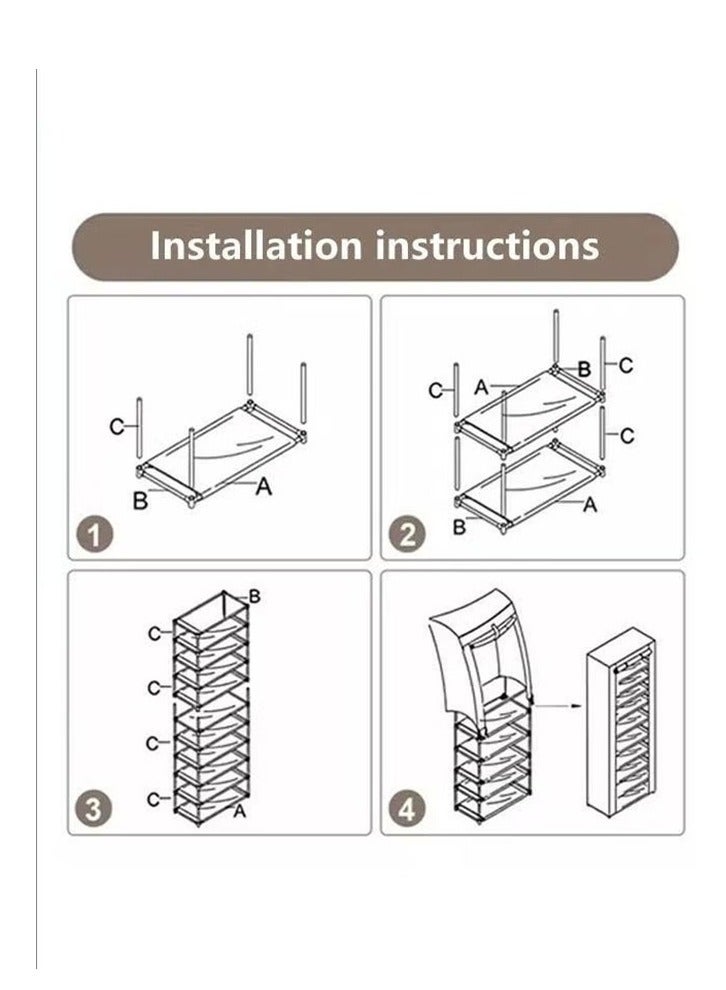 Generic Shoe Rack With Lid, 6-Layer Shoe Rack To Store Multiple Pairs Of Shoes And Boots, Large Shoe Storage Rack Space Saving Vertical Shoe Rack Wardrobe, Front Door Entrance, Dormitory, Garage, Gray  - Image 3