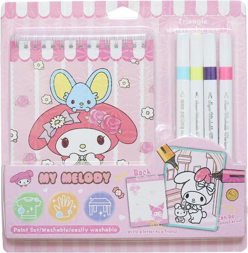 Coloring Book with 4 Colors Set on Card Pink Educational Activity Book Code 305 for Kids -Multicolor
