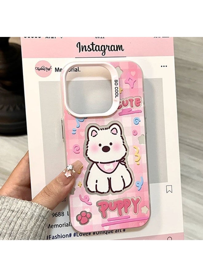 NIBEMINENT Cute Puppy Protective TPU Case Cover For iPhone 15 Pro, Silver