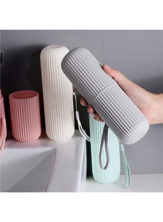 علبة فرشاة أسنان ومعجون أسنان للسفر، 3 قطع، بتصميم كبسولة، حامل فرشاة أسنان محمول، مصنوع من البلاستيك، لون عشوائي - Image 3