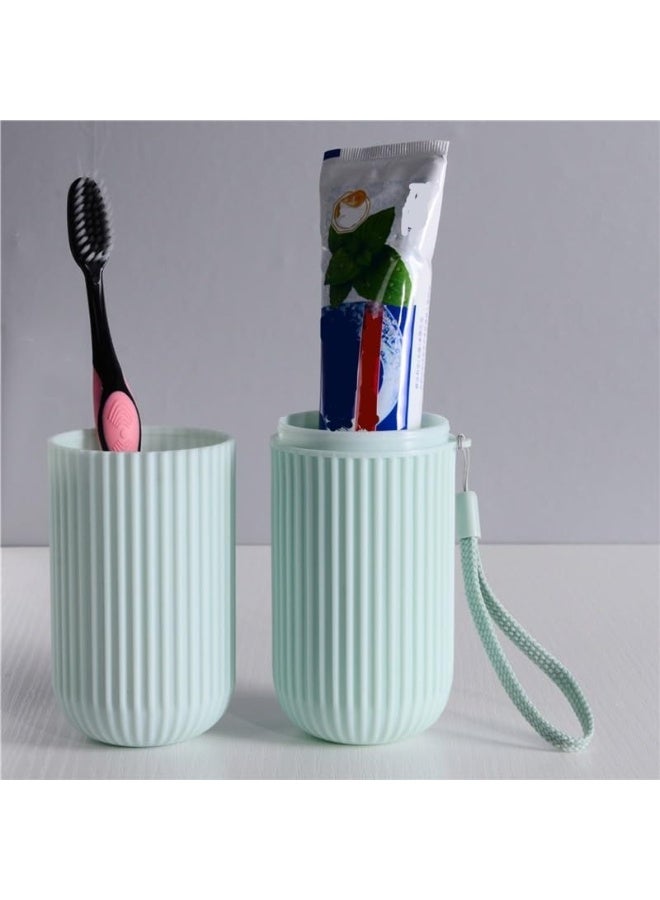 علبة فرشاة أسنان ومعجون أسنان للسفر، 3 قطع، بتصميم كبسولة، حامل فرشاة أسنان محمول، مصنوع من البلاستيك، لون عشوائي - Image 4