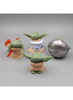 Trunkin Trunkin The Mandalorian Baby Yoda Grogu 4pcs Action Figure Anime Kawaii Manga Statue PVC 6CM Star Wars Master Yoda Action Figure Model Toys Doll Collectible  - Image 4