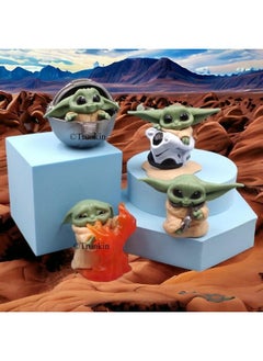 Trunkin Trunkin The Mandalorian Baby Yoda Grogu 4pcs Action Figure Anime Kawaii Manga Statue PVC 6CM Star Wars Master Yoda Action Figure Model Toys Doll Collectible  - Image 3