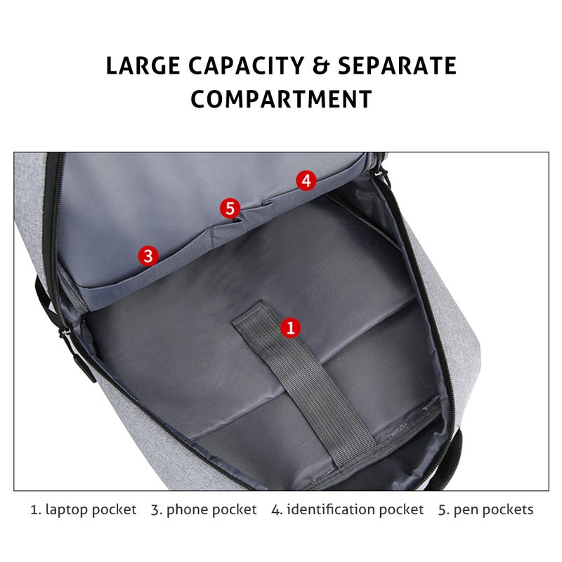 Travel Laptop Backpack with USB Charging Port Durable Large Capacity Separate Compartment Business Backpacks Fits 15/17 Inch Computer Bag - Image 2