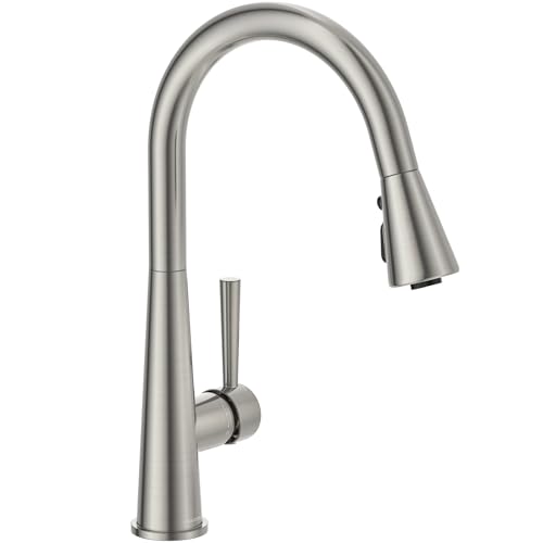 Lava Odoro Montelux Brushed Nickel Kitchen Faucet with Pull Down Sprayer Single Handle Kitchen Sink Faucet Faucet for Kitchen Sink with Magnetic Docking Spray Head and Deck Plate KF321BN - Image 1