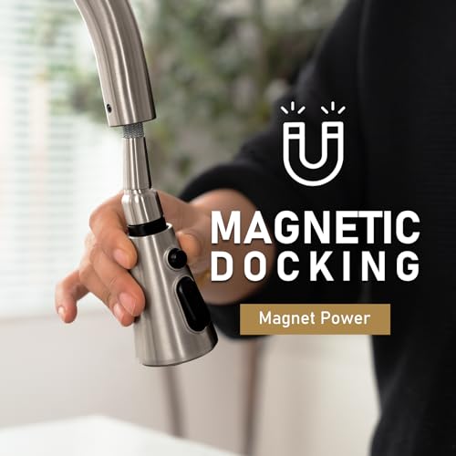 Lava Odoro Montelux Brushed Nickel Kitchen Faucet with Pull Down Sprayer Single Handle Kitchen Sink Faucet Faucet for Kitchen Sink with Magnetic Docking Spray Head and Deck Plate KF321BN - Image 3