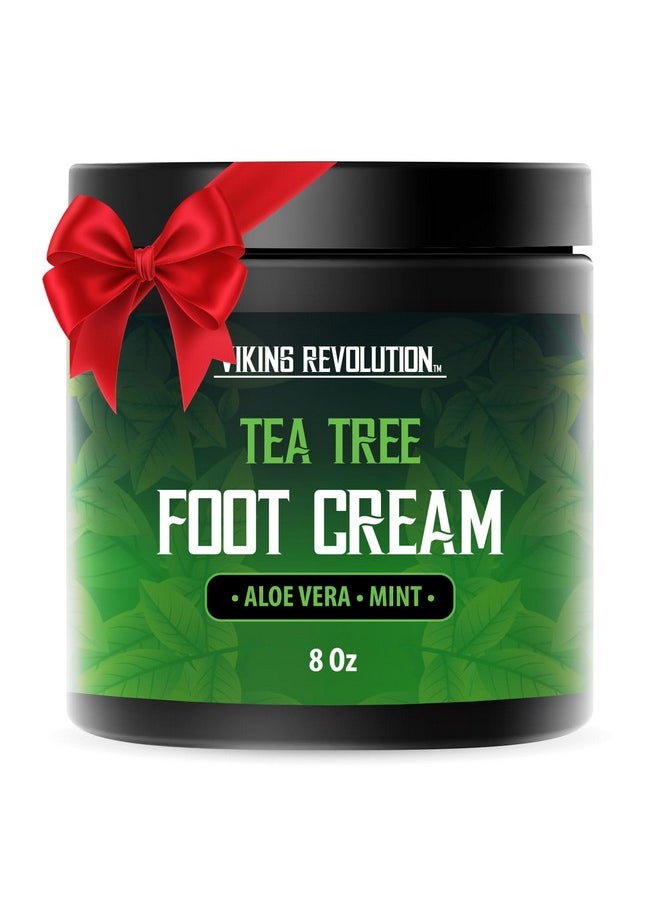 Viking Revolution Viking Revolution Tea Tree Foot Cream for Dry Cracked Heels - Foot Cream for Dry Cracked Feet Foot Balm for Dry Cracked Feet - Foot Cream for Dry Feet Foot Repair Cream with Aloe Vera and Mint (8oz)  - Image 1