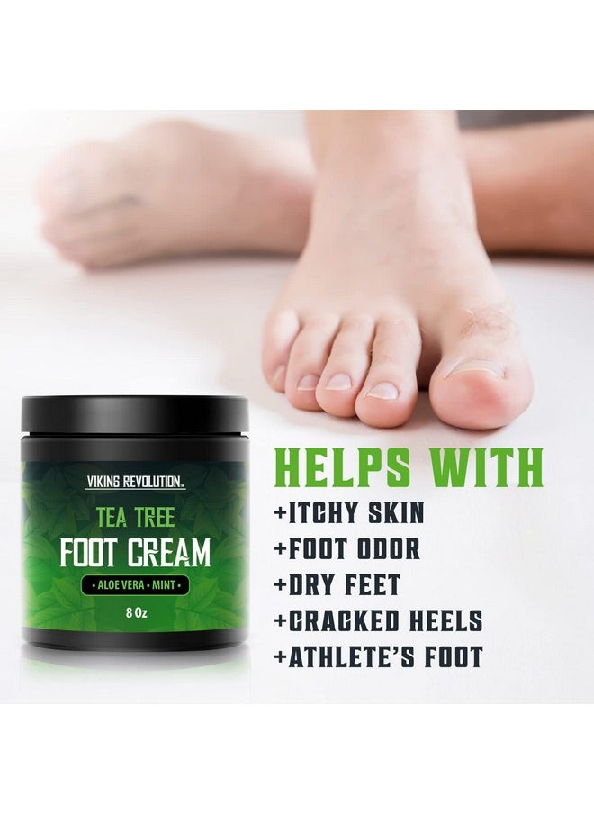 Viking Revolution Viking Revolution Tea Tree Foot Cream for Dry Cracked Heels - Foot Cream for Dry Cracked Feet Foot Balm for Dry Cracked Feet - Foot Cream for Dry Feet Foot Repair Cream with Aloe Vera and Mint (8oz)  - Image 4