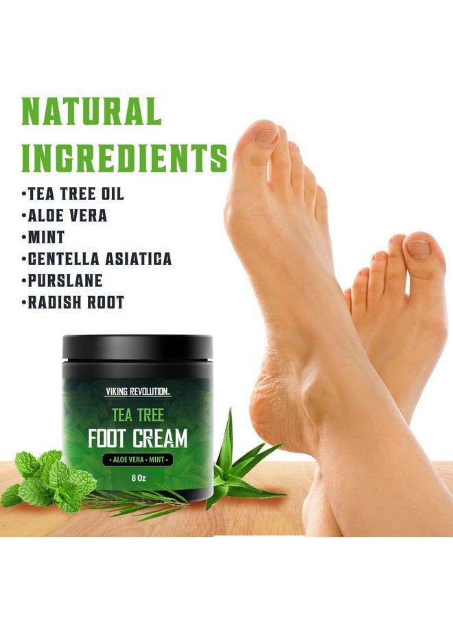 Viking Revolution Viking Revolution Tea Tree Foot Cream for Dry Cracked Heels - Foot Cream for Dry Cracked Feet Foot Balm for Dry Cracked Feet - Foot Cream for Dry Feet Foot Repair Cream with Aloe Vera and Mint (8oz)  - Image 2