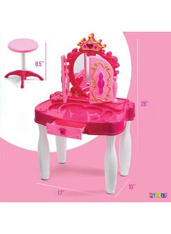 Pretend Play Girls Vanity Set With Mirror And Stool 21 Pcs Kids Makeup Vanity Table Set With Lights And Sounds Includes Fashion Hair & Makeup Accessories - pzsku/ZE0E9B33A0A296489C7B4Z/45/_/1724129384/a515f9b7-4db0-45d2-b8de-beb382a73a36