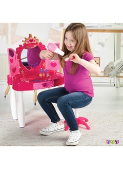 Pretend Play Girls Vanity Set With Mirror And Stool 21 Pcs Kids Makeup Vanity Table Set With Lights And Sounds Includes Fashion Hair & Makeup Accessories - pzsku/ZE0E9B33A0A296489C7B4Z/45/_/1724129386/8959fb9a-2cc6-47e1-8db9-0082ed7b4fd4