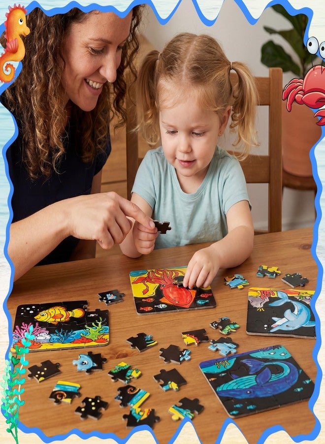 Realspring 24 Pack Fuzzy Velvet Sea Animal Color Make Your Own Jigsaw Puzzles for Kids Coloring DIY Craft Artwork Puzzles Ocean Party Favor Exchange Gift for Toddler Children Classroom Education Toy - Image 5