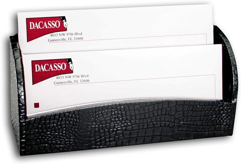 Dacasso Black Crocodile Embossed Leather Letter Holder