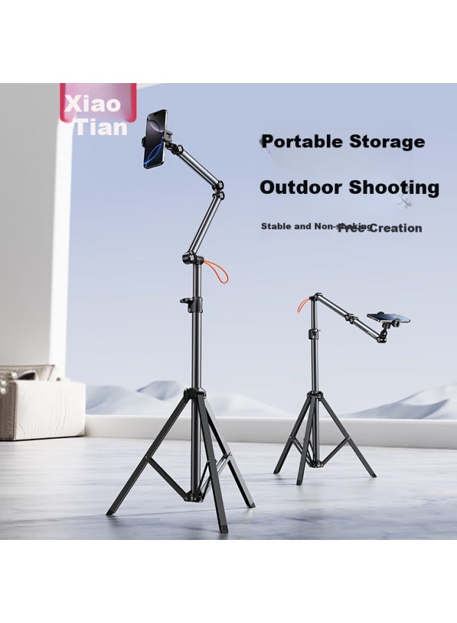Xiaotian Mobile Phone Stand Floor Tripod Outdoor Portable Shooting Phone Holder Overhead Live Broadcast Stand Multi-function Photo Video Stand Lazy Support Stand - Image 1