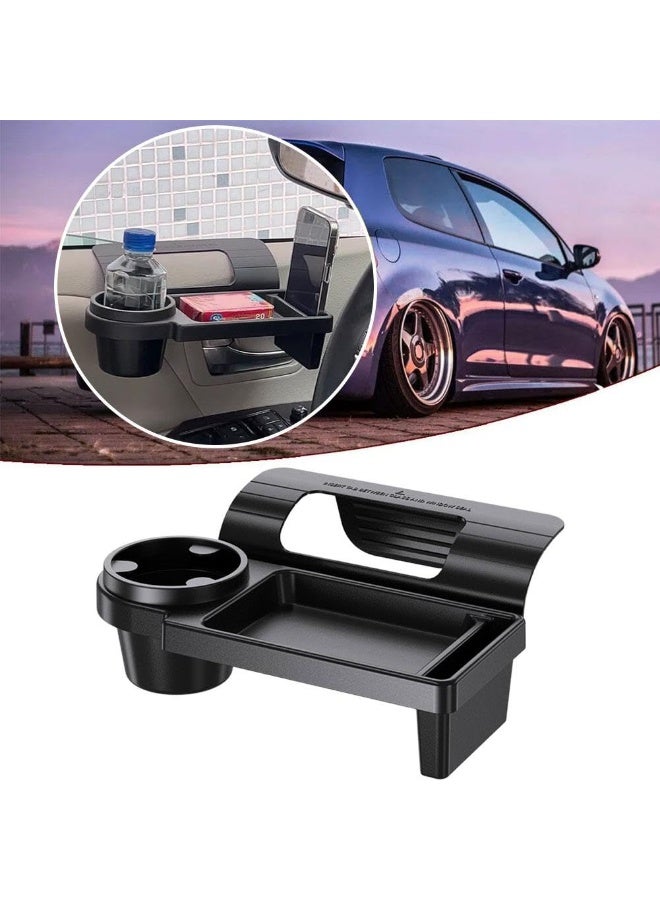 Car Window Storage Tray with Cup Holder, Multifunctional Door Side Hanging Organizer, Black - Image 5