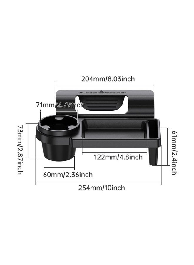 Car Window Storage Tray with Cup Holder, Multifunctional Door Side Hanging Organizer, Black - Image 2