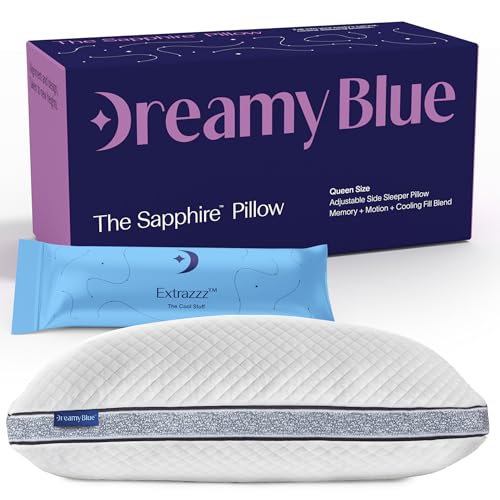 DreamyBlue Gusseted Sapphire Pillow Adjustable Loft Luxury Cover Shredded Memory Foam Fill wAirflow Beads Ideal for Wide Shoulders Neutral Alignment for All CertiPURUS Certified Foam King - Image 1