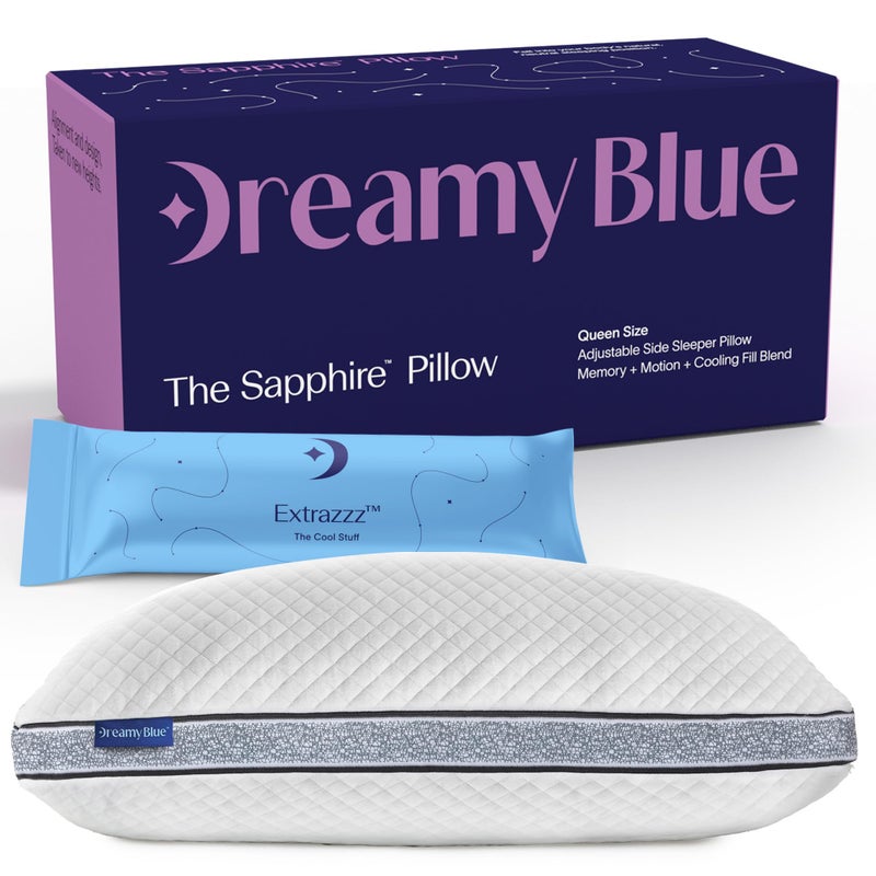 DreamyBlue Gusseted Sapphire Pillow Adjustable Loft Luxury Cover Shredded Memory Foam Fill wAirflow Beads Ideal for Wide Shoulders Neutral Alignment for All CertiPURUS Certified Foam King - Image 2