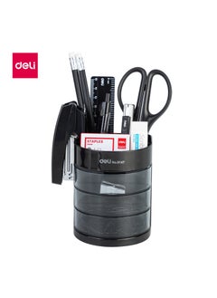 Deli Deli E38253 3-Drawer Plastic Stationery Set - 86x86x103mm, 3 Compartments, Holds 12 Accessories, Black, 1PCS/Color Box  - Image 1