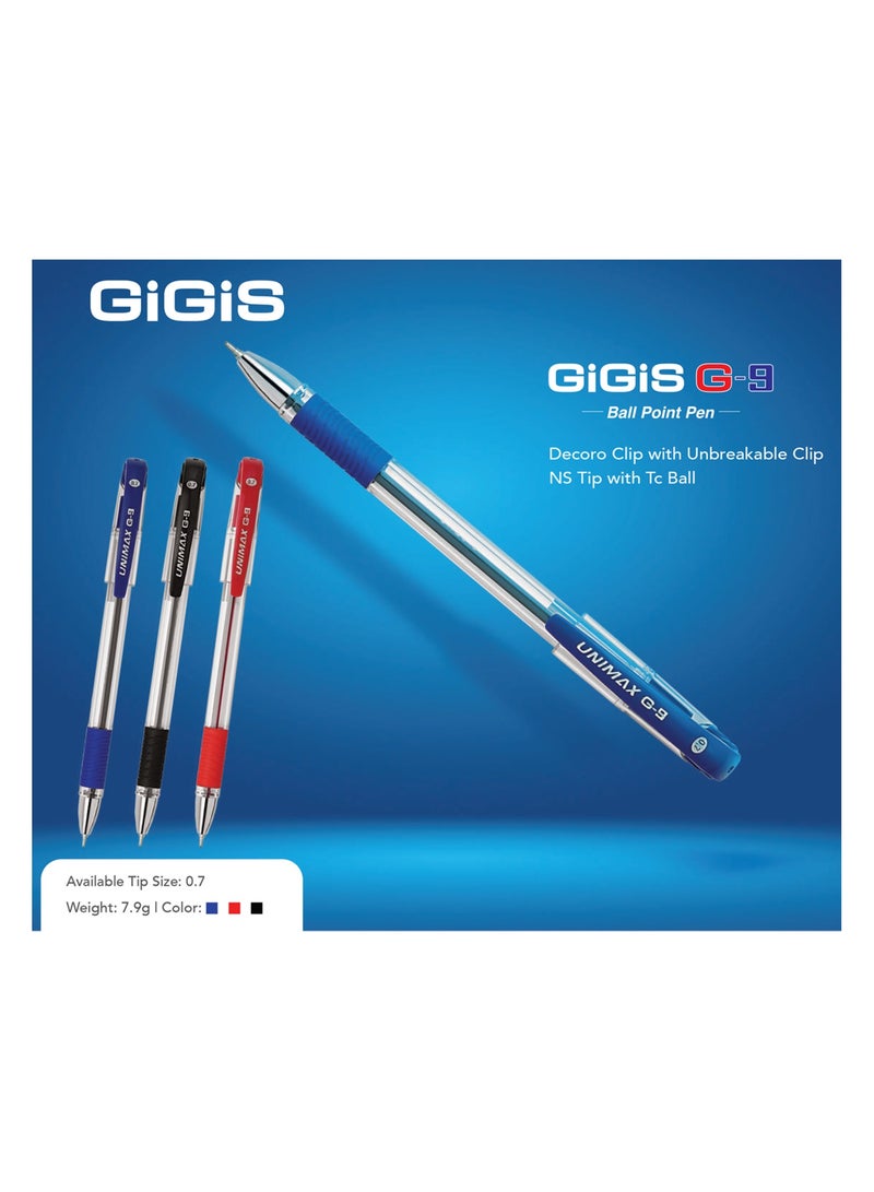Gigis قلم حبر جاف يونيماكس G9، 50 قطعة، حجم رأس 0.7 مم، مختلط، مقبض مريح ناعم، أقلام حبر باللون الكروم مع حبر VFI لطول كتابة أكثر بنسبة 20% - Image 2