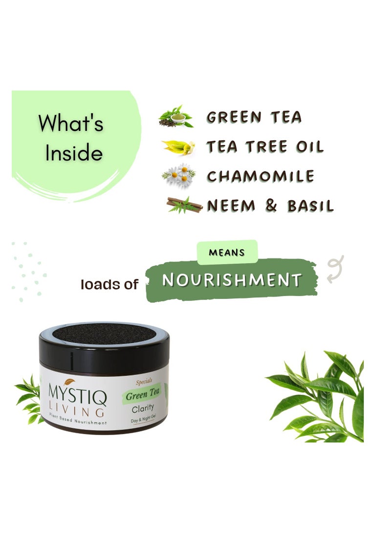 Mystiq Living Green Tea Clarity Acne Gel Cream for Anti Acne Pimple Scar Removal Cream Skin Clarifying Day Night Gel Moisturizer for Oily Skin 50GM - Image 3