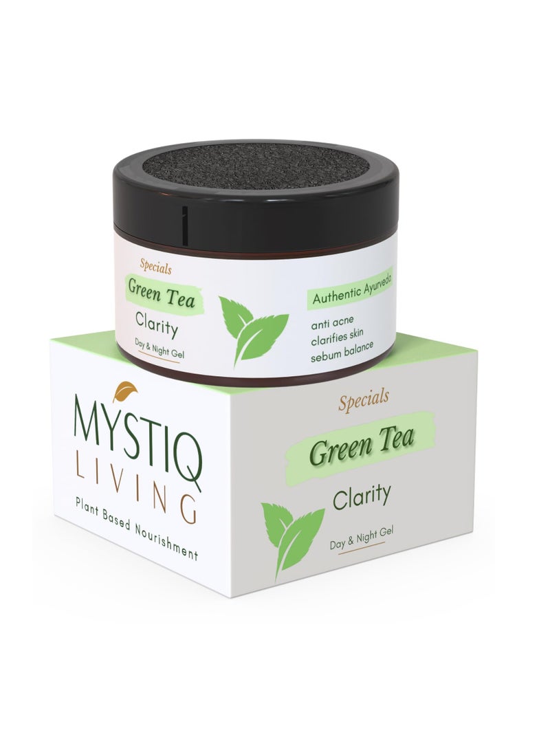 Mystiq Living Green Tea Clarity Acne Gel Cream for Anti Acne Pimple Scar Removal Cream Skin Clarifying Day Night Gel Moisturizer for Oily Skin 50GM - Image 1